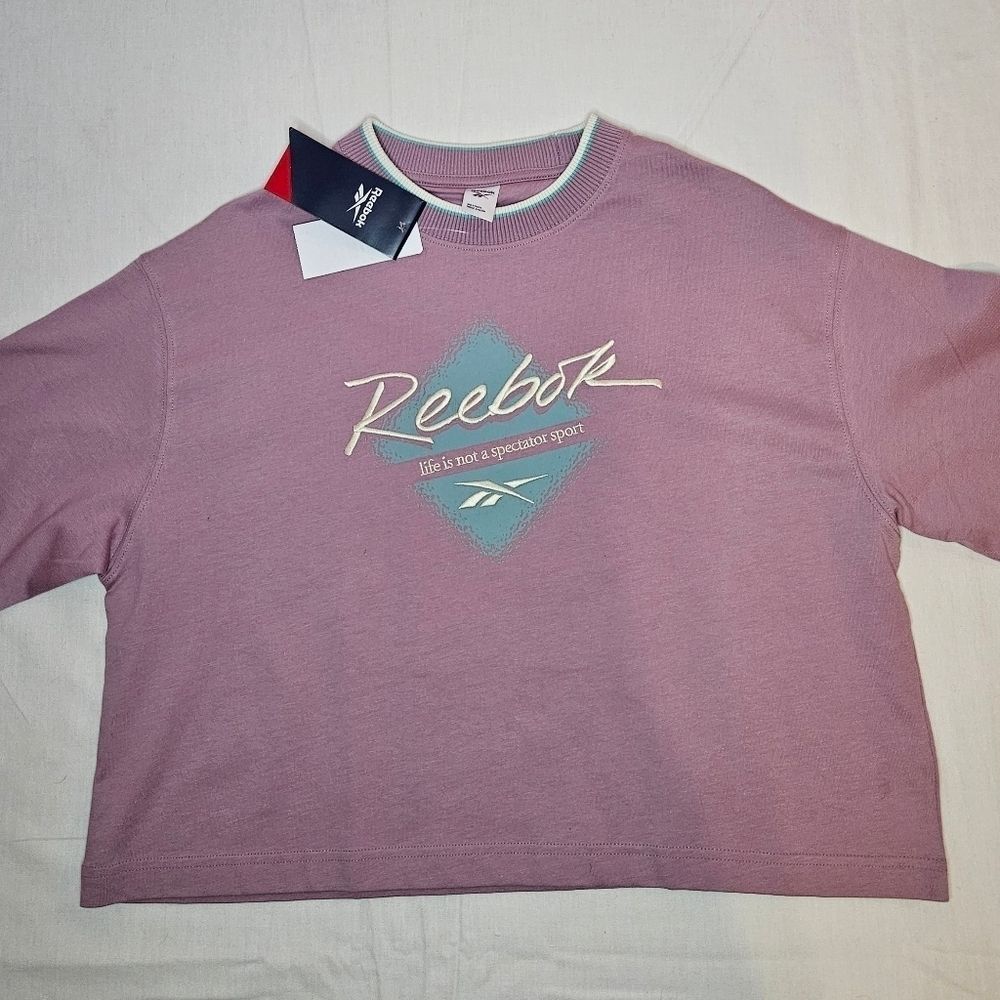 Reebok Pink Retro Logo Graphic Sweater Tee NWT 20" PTP